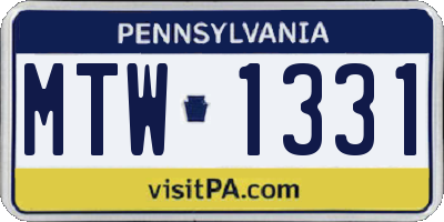 PA license plate MTW1331