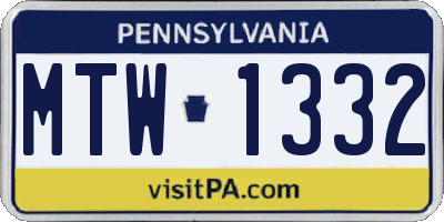 PA license plate MTW1332