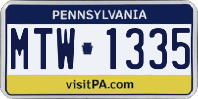 PA license plate MTW1335