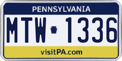 PA license plate MTW1336