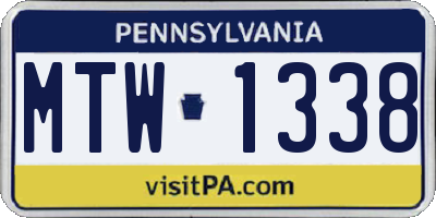 PA license plate MTW1338