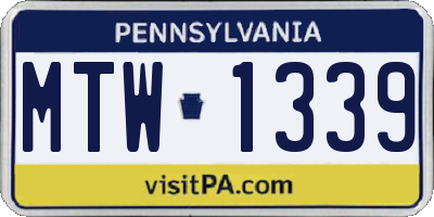 PA license plate MTW1339