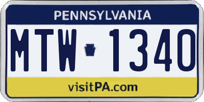 PA license plate MTW1340