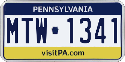 PA license plate MTW1341