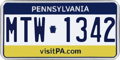 PA license plate MTW1342