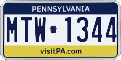 PA license plate MTW1344
