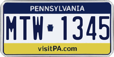 PA license plate MTW1345