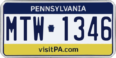PA license plate MTW1346