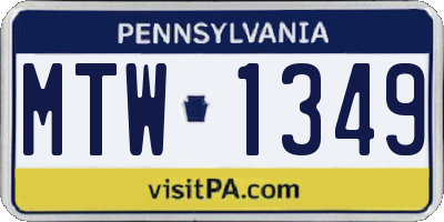 PA license plate MTW1349