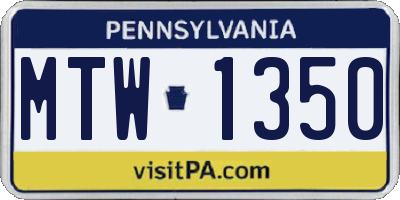 PA license plate MTW1350