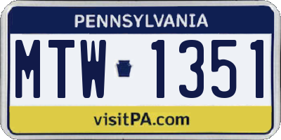 PA license plate MTW1351