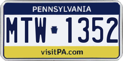 PA license plate MTW1352