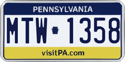 PA license plate MTW1358