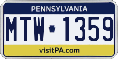 PA license plate MTW1359