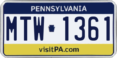 PA license plate MTW1361