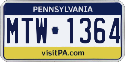 PA license plate MTW1364