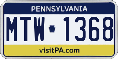 PA license plate MTW1368