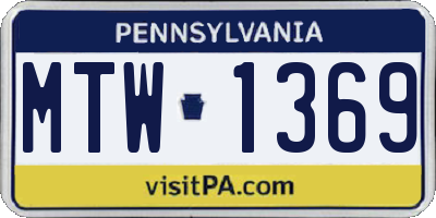 PA license plate MTW1369