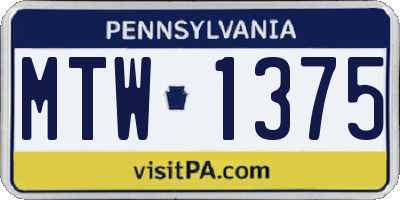 PA license plate MTW1375