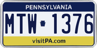 PA license plate MTW1376