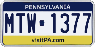 PA license plate MTW1377