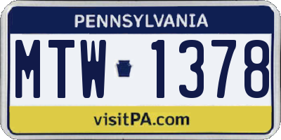 PA license plate MTW1378