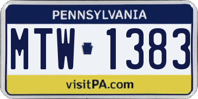 PA license plate MTW1383