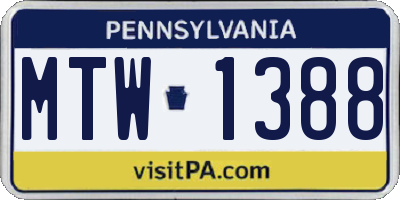 PA license plate MTW1388