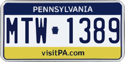 PA license plate MTW1389