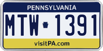 PA license plate MTW1391