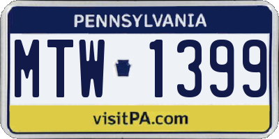 PA license plate MTW1399