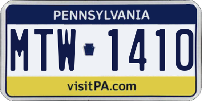 PA license plate MTW1410