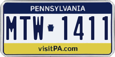 PA license plate MTW1411
