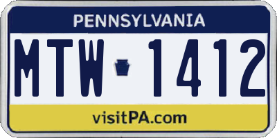 PA license plate MTW1412
