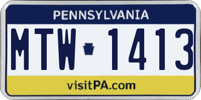 PA license plate MTW1413