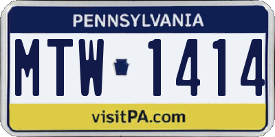PA license plate MTW1414