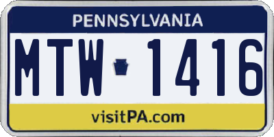 PA license plate MTW1416