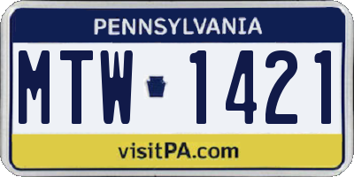 PA license plate MTW1421