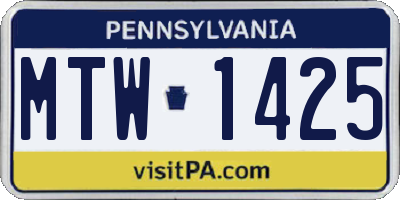 PA license plate MTW1425