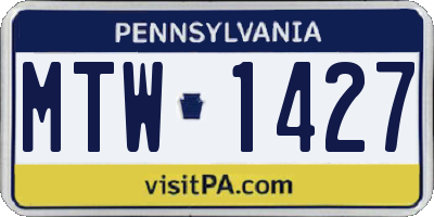 PA license plate MTW1427