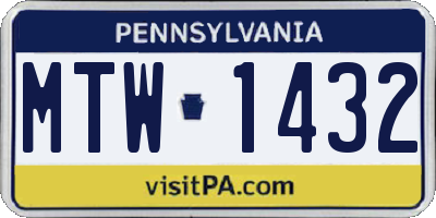 PA license plate MTW1432