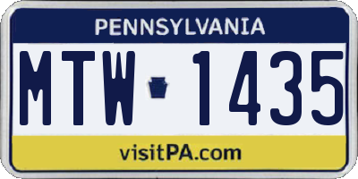 PA license plate MTW1435