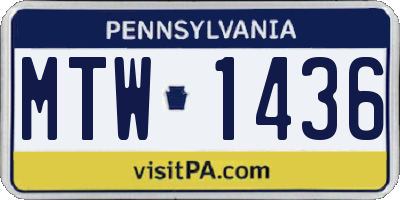 PA license plate MTW1436
