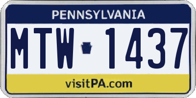 PA license plate MTW1437