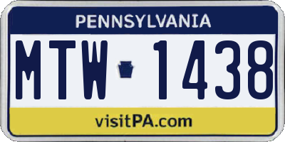 PA license plate MTW1438