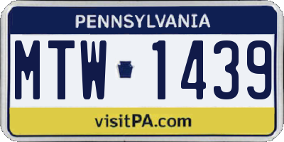 PA license plate MTW1439