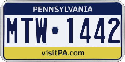 PA license plate MTW1442