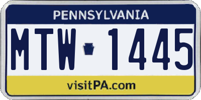 PA license plate MTW1445