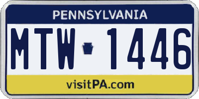 PA license plate MTW1446