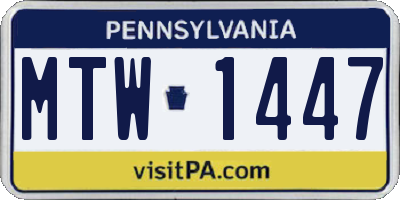 PA license plate MTW1447